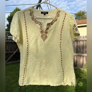 Yellow cotton stitched top